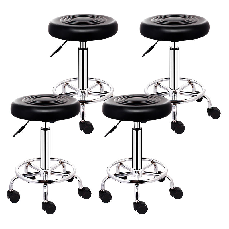 Modern Rotatable Liftable Stool Steel Household Bar Stool with Cushion and Pedal Matte Black 4 Piece Set Clearhalo 'Bar Furniture' 'Bar Stools' 'bar_stools' 'furn' 'furn_bar_stools' 'furniture_bar_stools' 'Kitchen & Dining Furniture' 'kitchen&dining_furn' 'kitchen' 'kitchen_furn' Furniture' 4528087