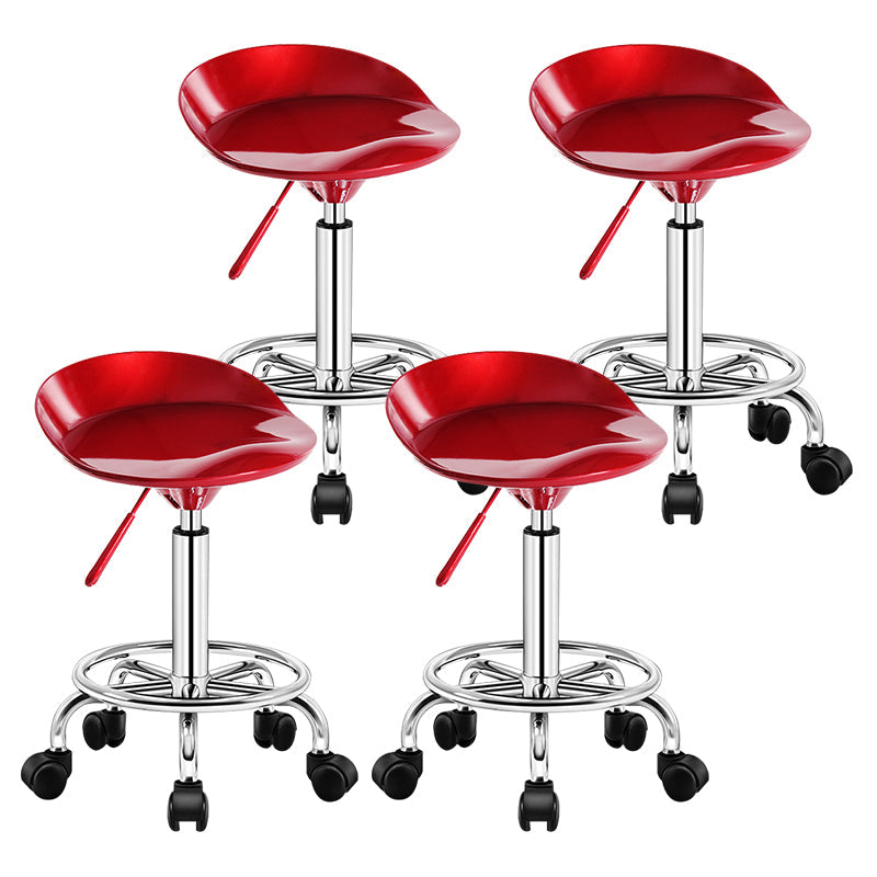 Modern Rotatable Liftable Stool Steel Household Bar Stool with Cushion and Pedal Burgundy 4 Piece Set Clearhalo 'Bar Furniture' 'Bar Stools' 'bar_stools' 'furn' 'furn_bar_stools' 'furniture_bar_stools' 'Kitchen & Dining Furniture' 'kitchen&dining_furn' 'kitchen' 'kitchen_furn' Furniture' 4528088