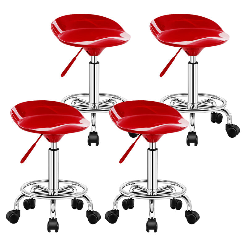 Modern Rotatable Liftable Stool Steel Household Bar Stool with Cushion and Pedal Red 4 Piece Set Clearhalo 'Bar Furniture' 'Bar Stools' 'bar_stools' 'furn' 'furn_bar_stools' 'furniture_bar_stools' 'Kitchen & Dining Furniture' 'kitchen&dining_furn' 'kitchen' 'kitchen_furn' Furniture' 4528089