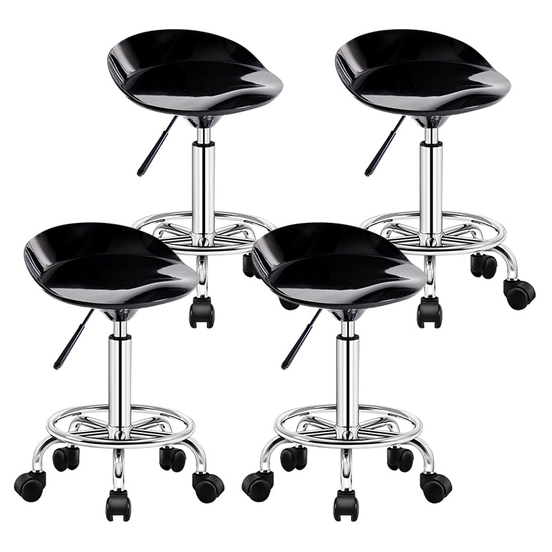 Modern Rotatable Liftable Stool Steel Household Bar Stool with Cushion and Pedal Gloss Black 4 Piece Set Clearhalo 'Bar Furniture' 'Bar Stools' 'bar_stools' 'furn' 'furn_bar_stools' 'furniture_bar_stools' 'Kitchen & Dining Furniture' 'kitchen&dining_furn' 'kitchen' 'kitchen_furn' Furniture' 4528091