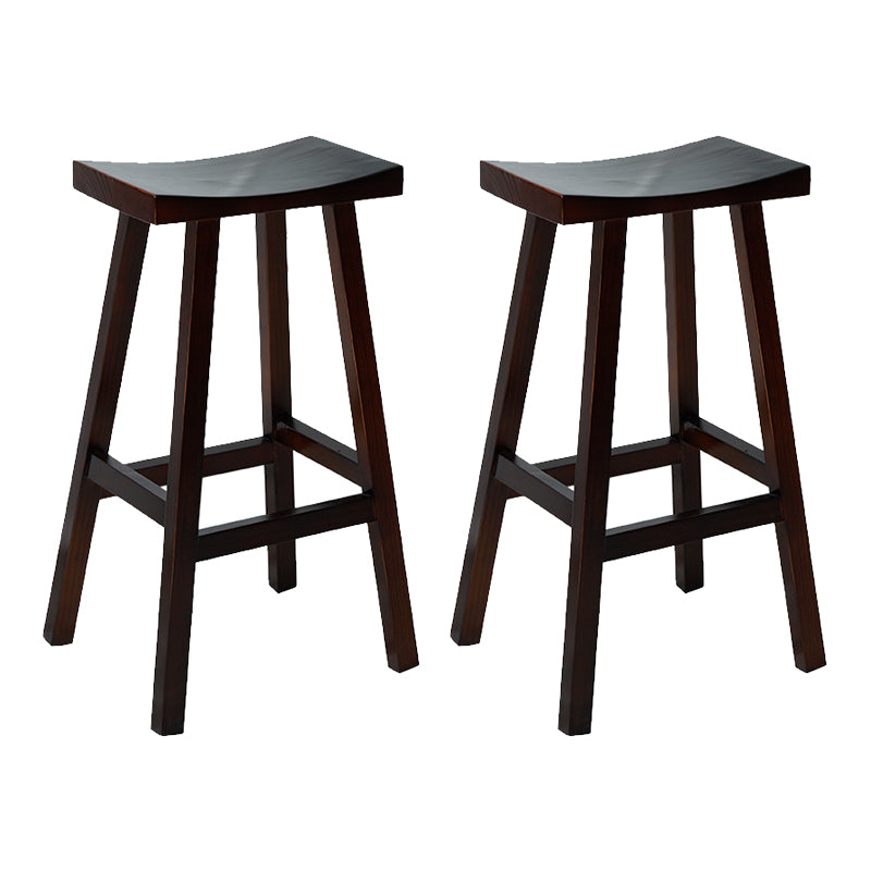 Modern Armless Counter Stool Wood Restaurant Bar Stool with Wooden Seat and Pedal Dark Brown 2 Piece Set Clearhalo 'Bar Furniture' 'Bar Stools' 'bar_stools' 'furn' 'furn_bar_stools' 'furniture_bar_stools' 'Kitchen & Dining Furniture' 'kitchen&dining_furn' 'kitchen' 'kitchen_furn' Furniture' 4528109
