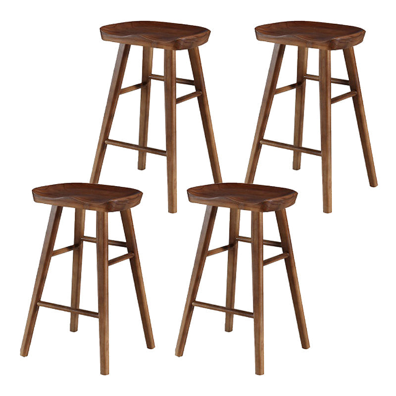 Modern Armless Counter Stool Wood Restaurant Bar Stool with Wooden Seat and Pedal Light Brown 4 Piece Set Clearhalo 'Bar Furniture' 'Bar Stools' 'bar_stools' 'furn' 'furn_bar_stools' 'furniture_bar_stools' 'Kitchen & Dining Furniture' 'kitchen&dining_furn' 'kitchen' 'kitchen_furn' Furniture' 4528114
