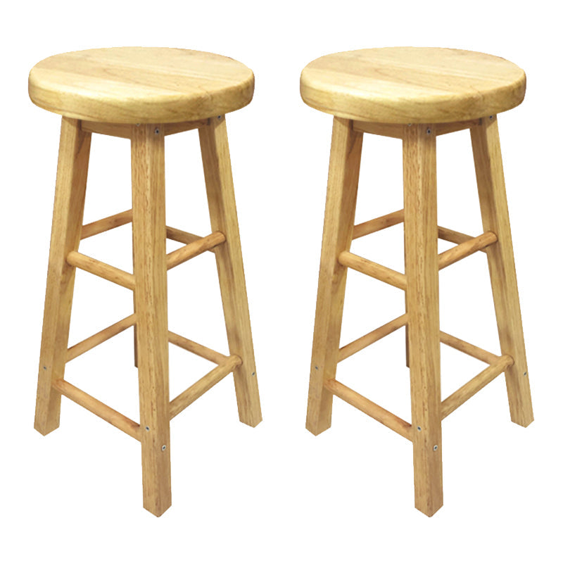 Modern Armless Backless Counter Stool Wood Milk Tea Shop Bar Stool with Wooden Seat 2 Piece Set Counter Stool (24"H) Clearhalo 'Bar Furniture' 'Bar Stools' 'bar_stools' 'furn' 'furn_bar_stools' 'furniture_bar_stools' 'Kitchen & Dining Furniture' 'kitchen&dining_furn' 'kitchen' 'kitchen_furn' Furniture' 4528133