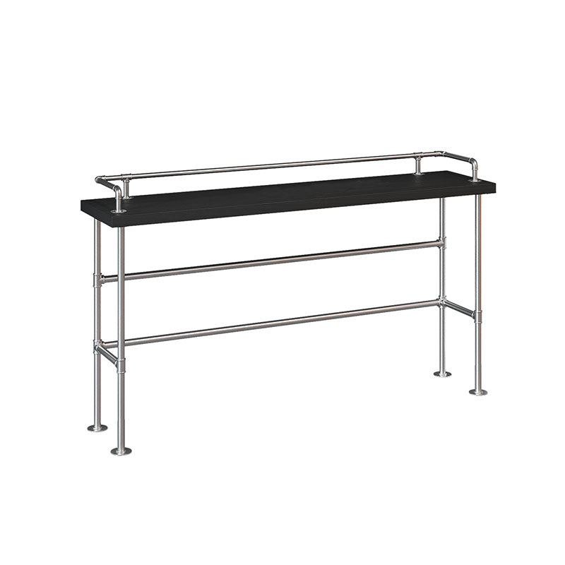 Industrial Black Wood Pub Table with Rectangle Table Top Silver Trestle Table - 42" H 51.2"L x 17.7"W x 41.3"H Without Chairs Clearhalo 'Bar Furniture' 'Bar Tables' 'bar_tables' 'furn' 'furn_bar_tables' 'Furniture' 'furniture_bar_tables' 'Kitchen & Dining Furniture' 4528148