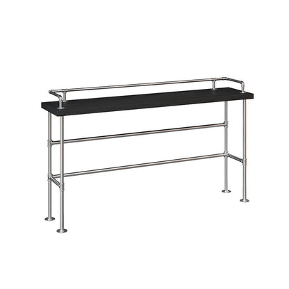 Industrial Black Wood Pub Table with Rectangle Table Top Silver Trestle Table - 42" H 51.2"L x 17.7"W x 41.3"H Without Chairs Clearhalo 'Bar Furniture' 'Bar Tables' 'bar_tables' 'furn' 'furn_bar_tables' 'Furniture' 'furniture_bar_tables' 'Kitchen & Dining Furniture' 4528148
