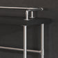 Industrial Black Wood Pub Table with Rectangle Table Top Silver Trestle Table - 42" H Clearhalo 'Bar Furniture' 'Bar Tables' 'bar_tables' 'furn' 'furn_bar_tables' 'Furniture' 'furniture_bar_tables' 'Kitchen & Dining Furniture' 4528149