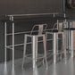 Industrial Black Wood Pub Table with Rectangle Table Top Silver Trestle Table - 42" H Clearhalo 'Bar Furniture' 'Bar Tables' 'bar_tables' 'furn' 'furn_bar_tables' 'Furniture' 'furniture_bar_tables' 'Kitchen & Dining Furniture' 4528151