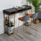 Marble Bar Table with Rectangle Table Top Double Pedestal Table - 41.3" H 47.2"L x 15.7"W x 41.3"H Gold-Black Without Chairs Clearhalo 'Bar Furniture' 'Bar Tables' 'bar_tables' 'furn' 'furn_bar_tables' 'Furniture' 'furniture_bar_tables' 'Kitchen & Dining Furniture' 4528175