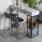 Marble Bar Table with Rectangle Table Top Double Pedestal Table - 41.3" H 47.2"L x 15.7"W x 41.3"H White-Black Without Chairs Clearhalo 'Bar Furniture' 'Bar Tables' 'bar_tables' 'furn' 'furn_bar_tables' 'Furniture' 'furniture_bar_tables' 'Kitchen & Dining Furniture' 4528176