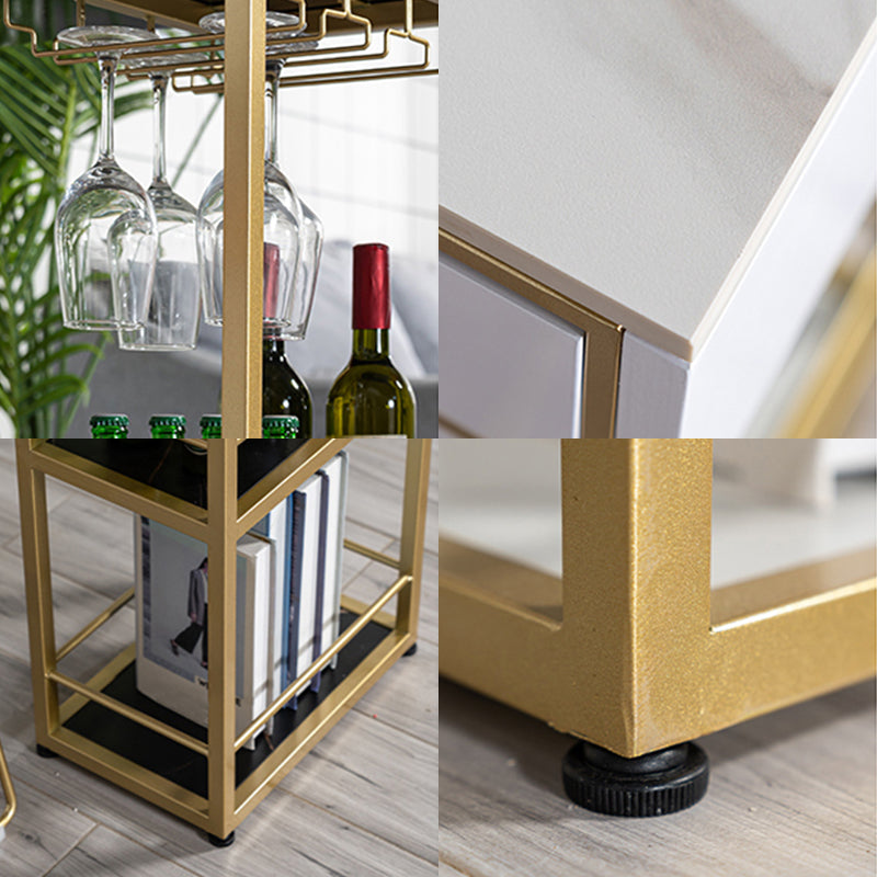 Marble Bar Table with Rectangle Table Top Double Pedestal Table - 41.3" H Clearhalo 'Bar Furniture' 'Bar Tables' 'bar_tables' 'furn' 'furn_bar_tables' 'Furniture' 'furniture_bar_tables' 'Kitchen & Dining Furniture' 4528181