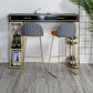 Marble Bar Table with Rectangle Table Top Double Pedestal Table - 41.3" H Clearhalo 'Bar Furniture' 'Bar Tables' 'bar_tables' 'furn' 'furn_bar_tables' 'Furniture' 'furniture_bar_tables' 'Kitchen & Dining Furniture' 4528182
