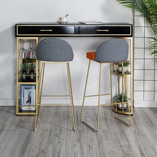 Marble Bar Table with Rectangle Table Top Double Pedestal Table - 41.3" H Clearhalo 'Bar Furniture' 'Bar Tables' 'bar_tables' 'furn' 'furn_bar_tables' 'Furniture' 'furniture_bar_tables' 'Kitchen & Dining Furniture' 4528182