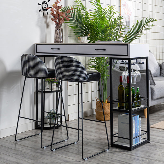 Marble Bar Table with Rectangle Table Top Double Pedestal Table - 41.3" H Clearhalo 'Bar Furniture' 'Bar Tables' 'bar_tables' 'furn' 'furn_bar_tables' 'Furniture' 'furniture_bar_tables' 'Kitchen & Dining Furniture' 4528187