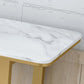Glam Marble Bar Wine Table with Rectangle Table Top Sled Table - 41.3" H, Only Table Clearhalo 'Bar Furniture' 'Bar Tables' 'bar_tables' 'furn' 'furn_bar_tables' 'Furniture' 'furniture_bar_tables' 'Kitchen & Dining Furniture' 4528195