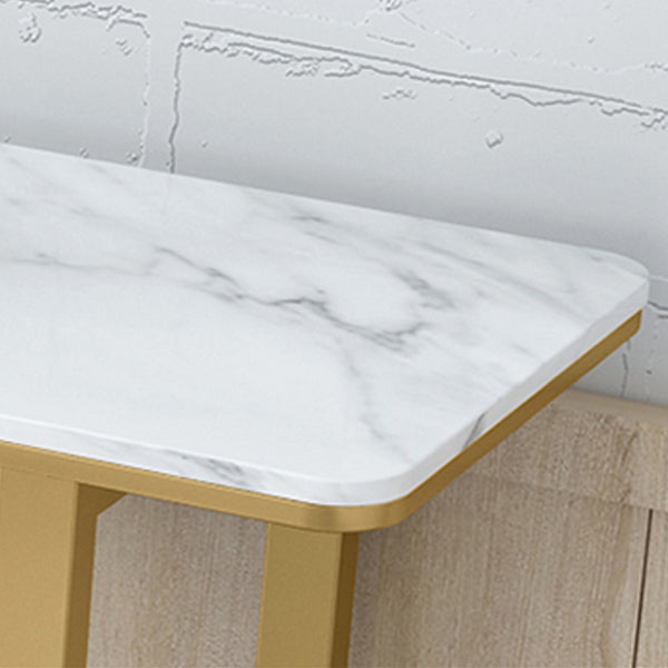 Glam Marble Bar Wine Table with Rectangle Table Top Sled Table - 41.3" H, Only Table Clearhalo 'Bar Furniture' 'Bar Tables' 'bar_tables' 'furn' 'furn_bar_tables' 'Furniture' 'furniture_bar_tables' 'Kitchen & Dining Furniture' 4528195