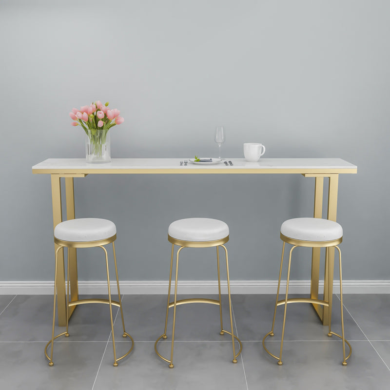 Glam Marble Bar Wine Table with Rectangle Table Top Sled Table - 41.3" H, Only Table Clearhalo 'Bar Furniture' 'Bar Tables' 'bar_tables' 'furn' 'furn_bar_tables' 'Furniture' 'furniture_bar_tables' 'Kitchen & Dining Furniture' 4528199
