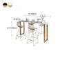 Glam Marble Bar Wine Table with Rectangle Table Top Sled Table - 41.3" H, Only Table Clearhalo 'Bar Furniture' 'Bar Tables' 'bar_tables' 'furn' 'furn_bar_tables' 'Furniture' 'furniture_bar_tables' 'Kitchen & Dining Furniture' 4528207