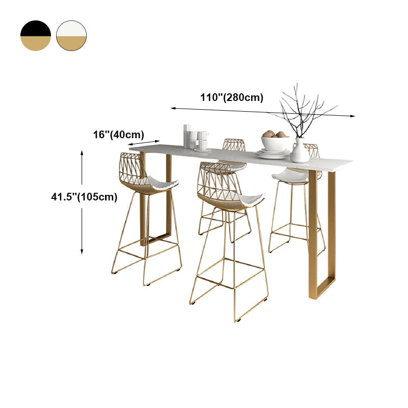 Glam Marble Bar Wine Table with Rectangle Table Top Sled Table - 41.3" H, Only Table Clearhalo 'Bar Furniture' 'Bar Tables' 'bar_tables' 'furn' 'furn_bar_tables' 'Furniture' 'furniture_bar_tables' 'Kitchen & Dining Furniture' 4528210