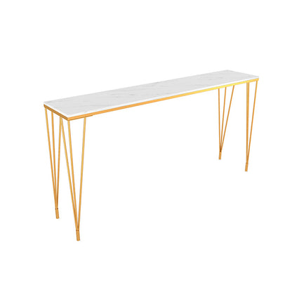Glam Style White Bar Table in Faux Marble and Metal Bar Table for Restaurant Without Chairs Clearhalo 'Bar Furniture' 'Bar Tables' 'bar_tables' 'furn' 'furn_bar_tables' 'Furniture' 'furniture_bar_tables' 'Kitchen & Dining Furniture' 4528215
