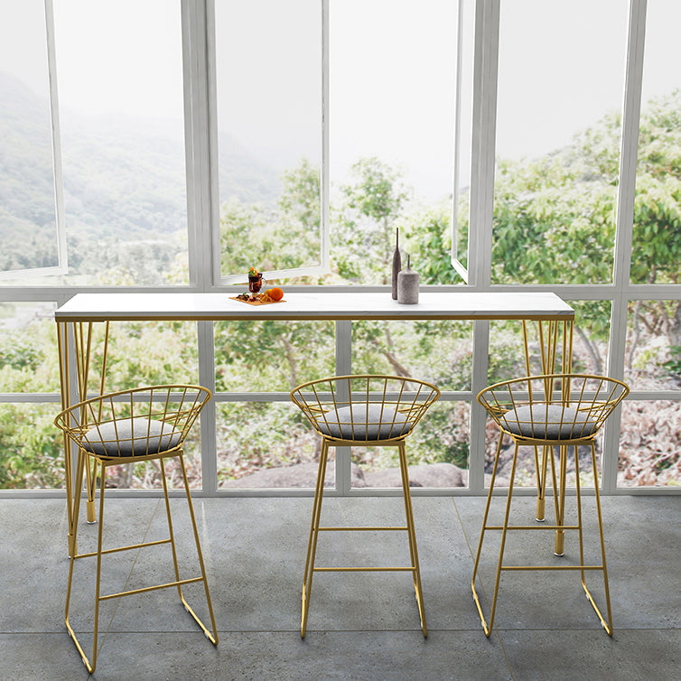 Glam Style White Bar Table in Faux Marble and Metal Bar Table for Restaurant Clearhalo 'Bar Furniture' 'Bar Tables' 'bar_tables' 'furn' 'furn_bar_tables' 'Furniture' 'furniture_bar_tables' 'Kitchen & Dining Furniture' 4528219