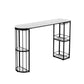 White and Black Glam Style Table in Faux Marble and Metal Coffe Shop Bar Table Black Without Chairs Clearhalo 'Bar Furniture' 'Bar Tables' 'bar_tables' 'furn' 'furn_bar_tables' 'Furniture' 'furniture_bar_tables' 'Kitchen & Dining Furniture' 4528232