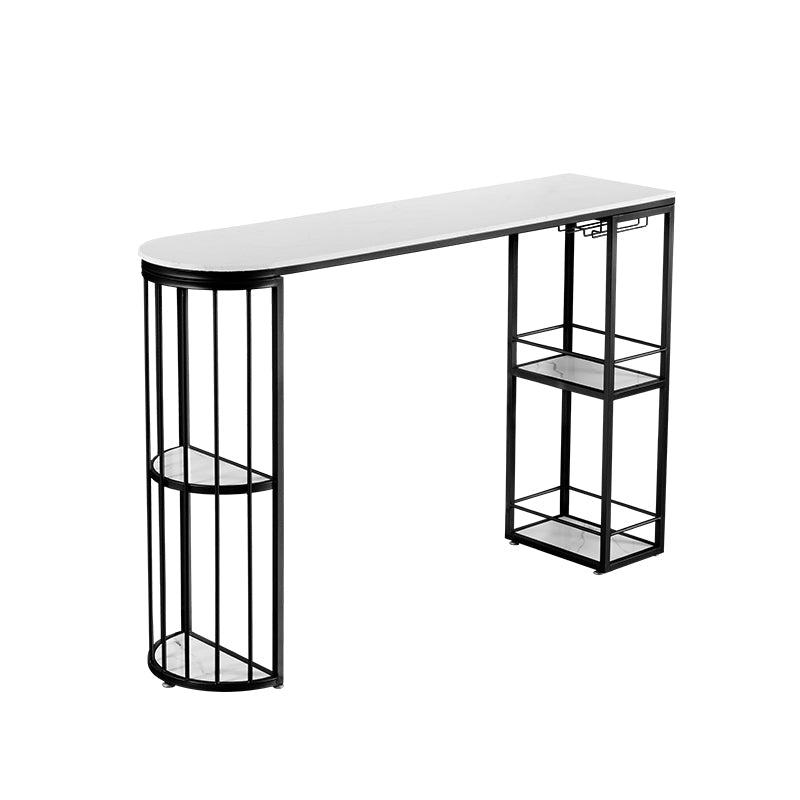 White and Black Glam Style Table in Faux Marble and Metal Coffe Shop Bar Table Black Without Chairs Clearhalo 'Bar Furniture' 'Bar Tables' 'bar_tables' 'furn' 'furn_bar_tables' 'Furniture' 'furniture_bar_tables' 'Kitchen & Dining Furniture' 4528232