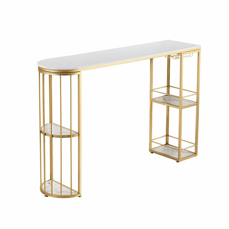 White and Black Glam Style Table in Faux Marble and Metal Coffe Shop Bar Table Gold Without Chairs Clearhalo 'Bar Furniture' 'Bar Tables' 'bar_tables' 'furn' 'furn_bar_tables' 'Furniture' 'furniture_bar_tables' 'Kitchen & Dining Furniture' 4528236