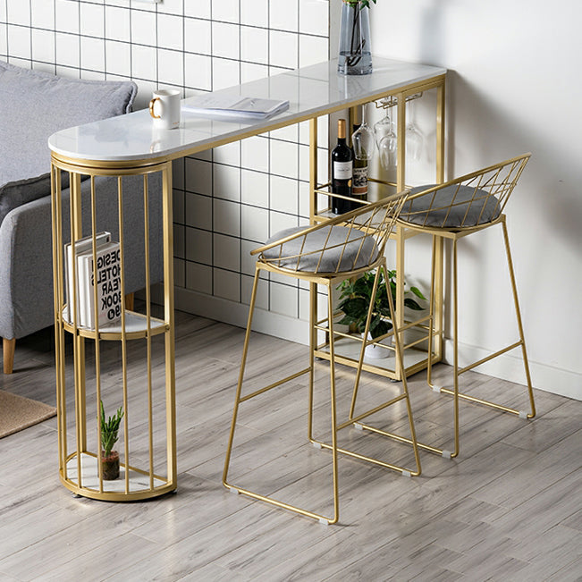 White and Black Glam Style Table in Faux Marble and Metal Coffe Shop Bar Table Clearhalo 'Bar Furniture' 'Bar Tables' 'bar_tables' 'furn' 'furn_bar_tables' 'Furniture' 'furniture_bar_tables' 'Kitchen & Dining Furniture' 4528243