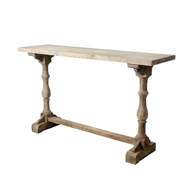 Modern Wood Counter Table with Rectangle Table Top Trestle Table - 41.3" H Light Brown Without Chairs Clearhalo 'Bar Furniture' 'Bar Tables' 'bar_tables' 'furn' 'furn_bar_tables' 'Furniture' 'furniture_bar_tables' 'Kitchen & Dining Furniture' 4528253