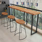 Brown Modern Style Table Pine Wood and Iron Coffee Shop Bar Table, Only Table 86.6"L x 17.7"W x 41.3"H Without Chairs Clearhalo 'Bar Furniture' 'Bar Tables' 'bar_tables' 'furn' 'furn_bar_tables' 'Furniture' 'furniture_bar_tables' 'Kitchen & Dining Furniture' 4528267