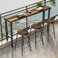 Modern Marble Bar Table with Rectangle Table Top Black Trestle Table - 42" H, Only Table 78.7"L x 15.7"W x 41.3"H Brown Without Chairs Clearhalo 'Bar Furniture' 'Bar Tables' 'bar_tables' 'furn' 'furn_bar_tables' 'Furniture' 'furniture_bar_tables' 'Kitchen & Dining Furniture' 4528285