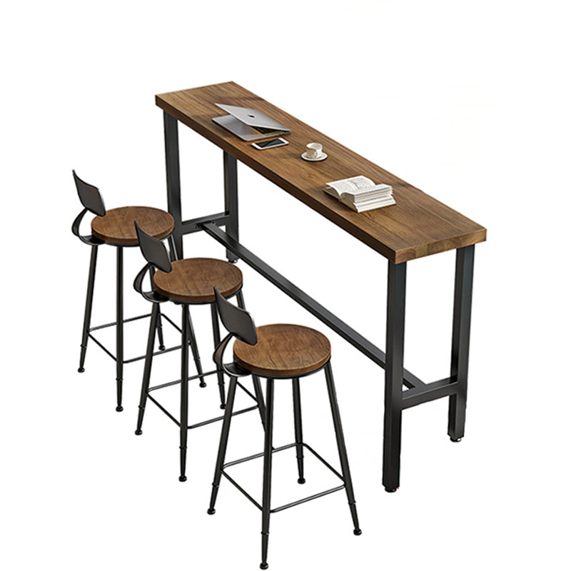 Modern Marble Bar Table with Rectangle Table Top Black Trestle Table - 42" H, Only Table Brown Without Chairs Clearhalo 'Bar Furniture' 'Bar Tables' 'bar_tables' 'furn' 'furn_bar_tables' 'Furniture' 'furniture_bar_tables' 'Kitchen & Dining Furniture' 4528287