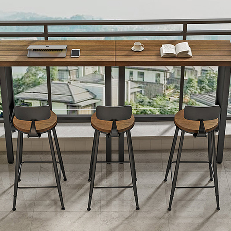 Modern Marble Bar Table with Rectangle Table Top Black Trestle Table - 42" H, Only Table Clearhalo 'Bar Furniture' 'Bar Tables' 'bar_tables' 'furn' 'furn_bar_tables' 'Furniture' 'furniture_bar_tables' 'Kitchen & Dining Furniture' 4528288