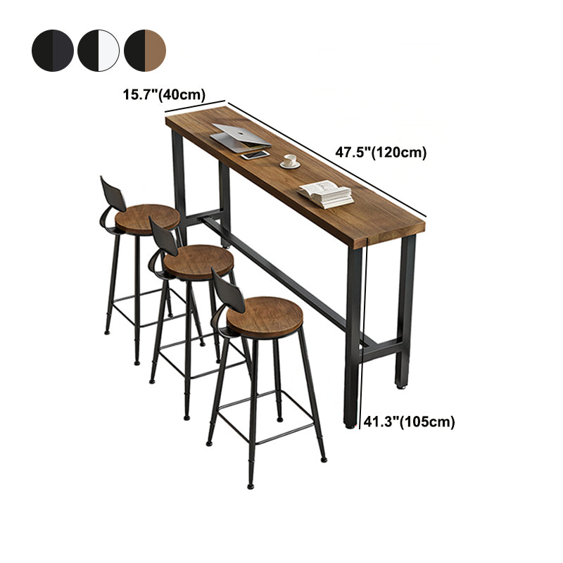 Modern Marble Bar Table with Rectangle Table Top Black Trestle Table - 42" H, Only Table Clearhalo 'Bar Furniture' 'Bar Tables' 'bar_tables' 'furn' 'furn_bar_tables' 'Furniture' 'furniture_bar_tables' 'Kitchen & Dining Furniture' 4528293