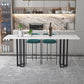 Industrial Marble Bar Table with Rectangle Table Top Double Pedestal Table - 39" H 78.7"L x 23.6"W x 39.4"H Black Without Chairs Clearhalo 'Bar Furniture' 'Bar Tables' 'bar_tables' 'furn' 'furn_bar_tables' 'Furniture' 'furniture_bar_tables' 'Kitchen & Dining Furniture' 4528301