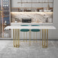 Industrial Marble Bar Table with Rectangle Table Top Double Pedestal Table - 39" H Clearhalo 'Bar Furniture' 'Bar Tables' 'bar_tables' 'furn' 'furn_bar_tables' 'Furniture' 'furniture_bar_tables' 'Kitchen & Dining Furniture' 4528306