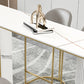 Glam Marble Pub Table with Specialty Table Top Double Pedestal Table - 42" H Clearhalo 'Bar Furniture' 'Bar Tables' 'bar_tables' 'furn' 'furn_bar_tables' 'Furniture' 'furniture_bar_tables' 'Kitchen & Dining Furniture' 4528326