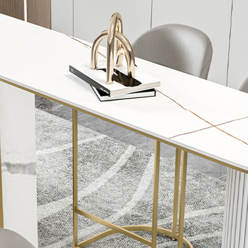 Glam Marble Pub Table with Specialty Table Top Double Pedestal Table - 42" H Clearhalo 'Bar Furniture' 'Bar Tables' 'bar_tables' 'furn' 'furn_bar_tables' 'Furniture' 'furniture_bar_tables' 'Kitchen & Dining Furniture' 4528326