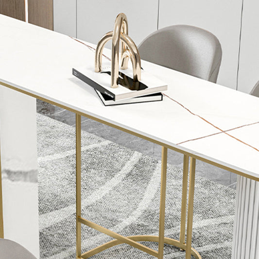 Glam Marble Pub Table with Specialty Table Top Double Pedestal Table - 42" H Clearhalo 'Bar Furniture' 'Bar Tables' 'bar_tables' 'furn' 'furn_bar_tables' 'Furniture' 'furniture_bar_tables' 'Kitchen & Dining Furniture' 4528326