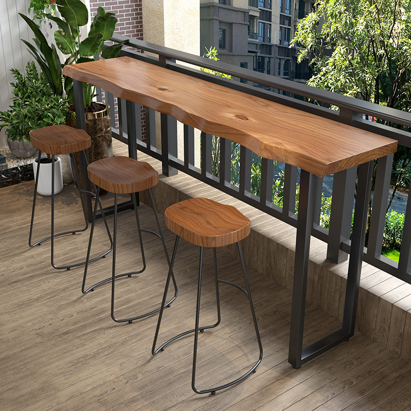 Brown Modern Style Specialty Table Solid Wood and Iron Bar Table for Restaurant 78.7"L x 17.7"W x 41.3"H Without Chairs Clearhalo 'Bar Furniture' 'Bar Tables' 'bar_tables' 'furn' 'furn_bar_tables' 'Furniture' 'furniture_bar_tables' 'Kitchen & Dining Furniture' 4528333