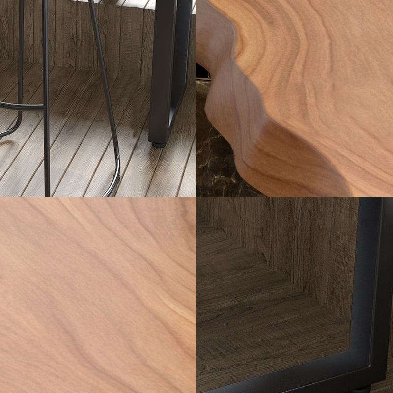 Brown Modern Style Specialty Table Solid Wood and Iron Bar Table for Restaurant Clearhalo 'Bar Furniture' 'Bar Tables' 'bar_tables' 'furn' 'furn_bar_tables' 'Furniture' 'furniture_bar_tables' 'Kitchen & Dining Furniture' 4528338