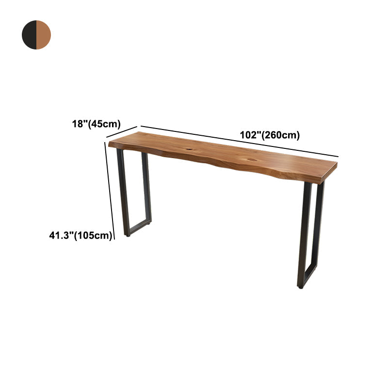 Brown Modern Style Specialty Table Solid Wood and Iron Bar Table for Restaurant Clearhalo 'Bar Furniture' 'Bar Tables' 'bar_tables' 'furn' 'furn_bar_tables' 'Furniture' 'furniture_bar_tables' 'Kitchen & Dining Furniture' 4528346