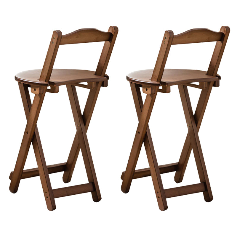 Modern Armless Foldable Counter Stool Wood Kitchen Bar Stool with Wooden Seat and Pedal Brown 2 Piece Set Short Stool (16" H) Clearhalo 'Bar Furniture' 'Bar Stools' 'bar_stools' 'furn' 'furn_bar_stools' 'furniture_bar_stools' 'Kitchen & Dining Furniture' 'kitchen&dining_furn' 'kitchen' 'kitchen_furn' Furniture' 4534290