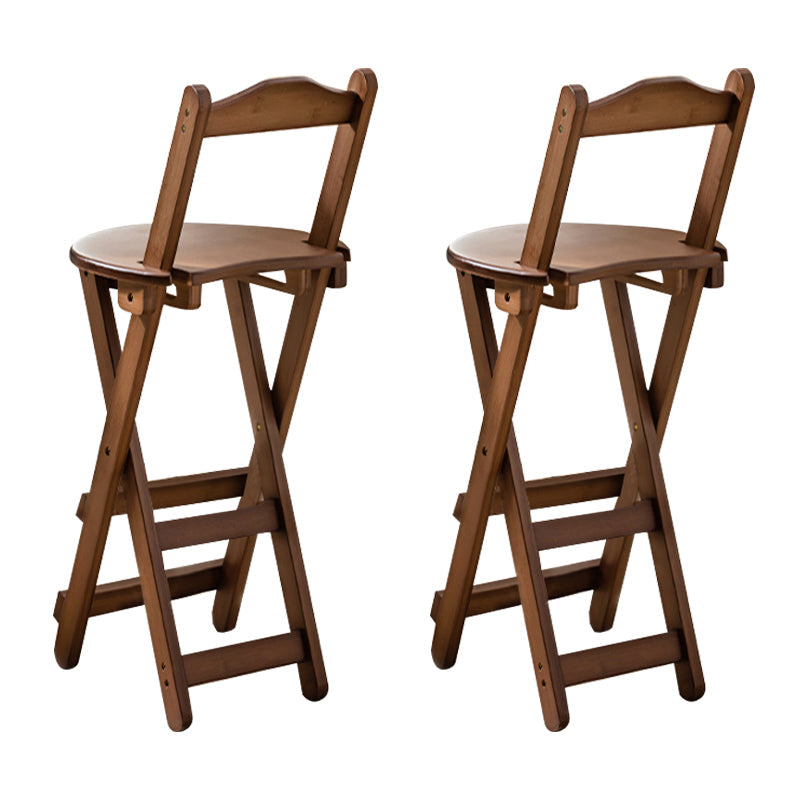 Modern Armless Foldable Counter Stool Wood Kitchen Bar Stool with Wooden Seat and Pedal Brown 2 Piece Set Clearhalo 'Bar Furniture' 'Bar Stools' 'bar_stools' 'furn' 'furn_bar_stools' 'furniture_bar_stools' 'Kitchen & Dining Furniture' 'kitchen&dining_furn' 'kitchen' 'kitchen_furn' Furniture' 4534291