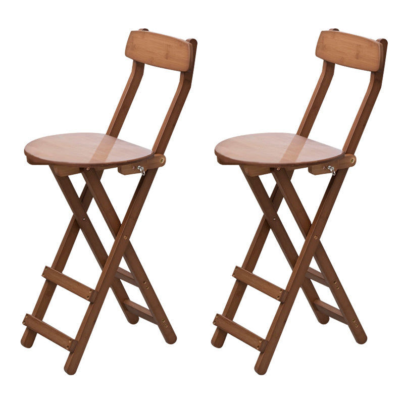 Modern Armless Foldable Counter Stool Wood Kitchen Bar Stool with Wooden Seat and Pedal Brown 2 Piece Set Clearhalo 'Bar Furniture' 'Bar Stools' 'bar_stools' 'furn' 'furn_bar_stools' 'furniture_bar_stools' 'Kitchen & Dining Furniture' 'kitchen&dining_furn' 'kitchen' 'kitchen_furn' Furniture' 4534292