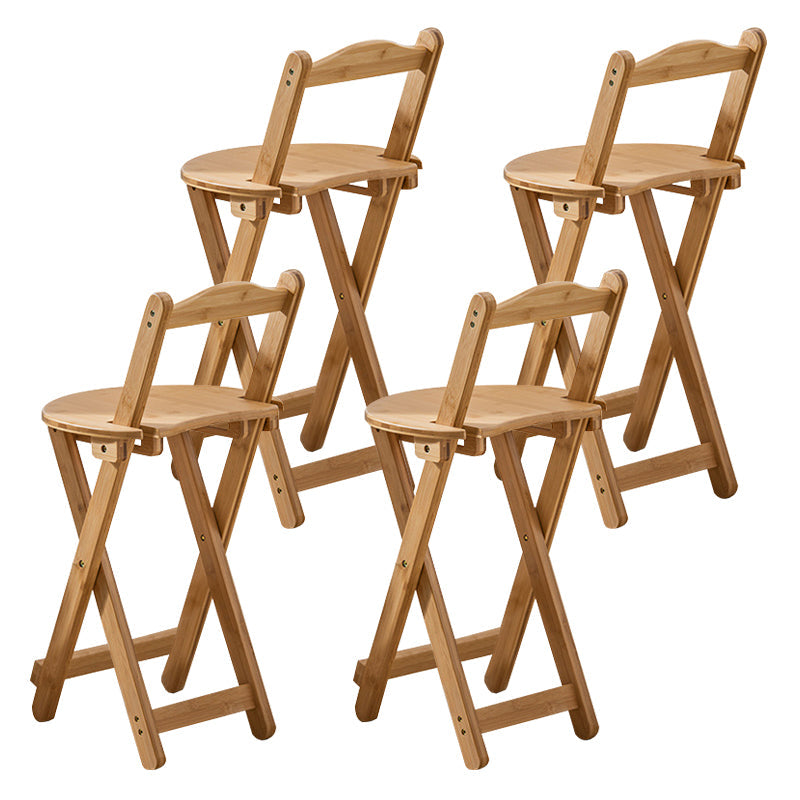 Modern Armless Foldable Counter Stool Wood Kitchen Bar Stool with Wooden Seat and Pedal Natural 4 Piece Set Short Stool (16" H) Clearhalo 'Bar Furniture' 'Bar Stools' 'bar_stools' 'furn' 'furn_bar_stools' 'furniture_bar_stools' 'Kitchen & Dining Furniture' 'kitchen&dining_furn' 'kitchen' 'kitchen_furn' Furniture' 4534293