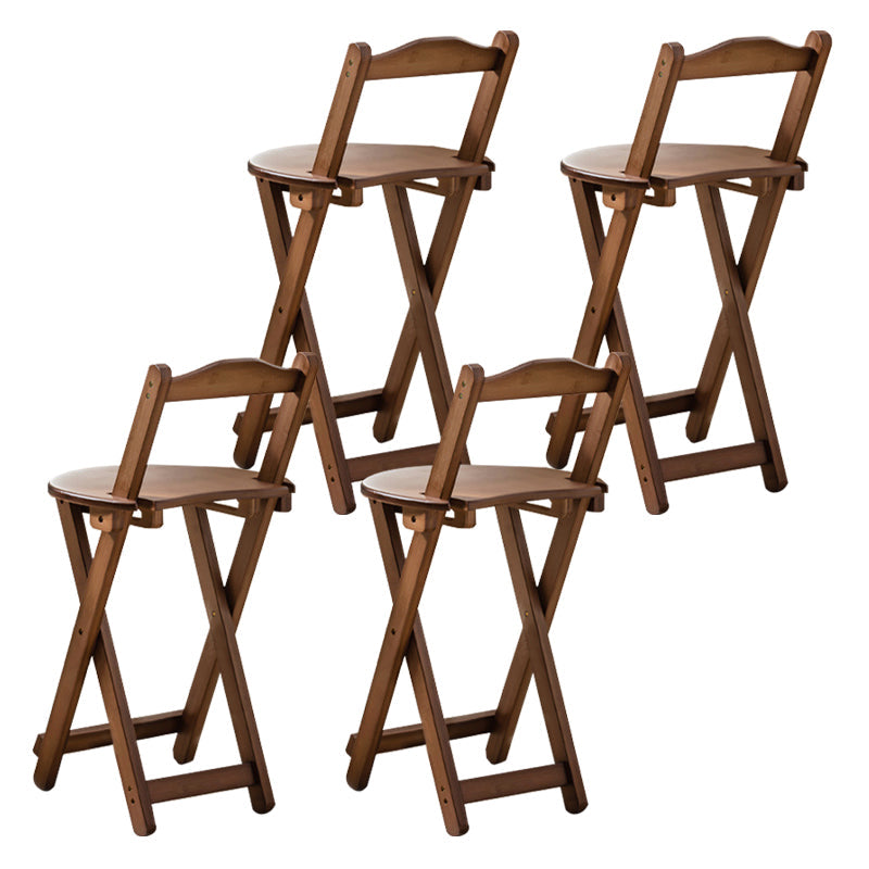 Modern Armless Foldable Counter Stool Wood Kitchen Bar Stool with Wooden Seat and Pedal Brown 4 Piece Set Short Stool (16" H) Clearhalo 'Bar Furniture' 'Bar Stools' 'bar_stools' 'furn' 'furn_bar_stools' 'furniture_bar_stools' 'Kitchen & Dining Furniture' 'kitchen&dining_furn' 'kitchen' 'kitchen_furn' Furniture' 4534296
