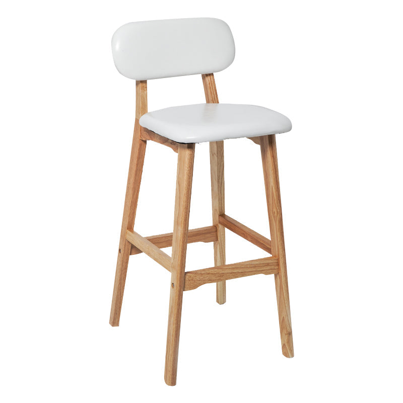 Modern Armless Backrest Counter Stool Wood Kitchen Bar Stool with Cushion and Pedal White Natural 1 Piece Clearhalo 'Bar Furniture' 'Bar Stools' 'bar_stools' 'furn' 'furn_bar_stools' 'furniture_bar_stools' 'Kitchen & Dining Furniture' 'kitchen&dining_furn' 'kitchen' 'kitchen_furn' Furniture' 4536387