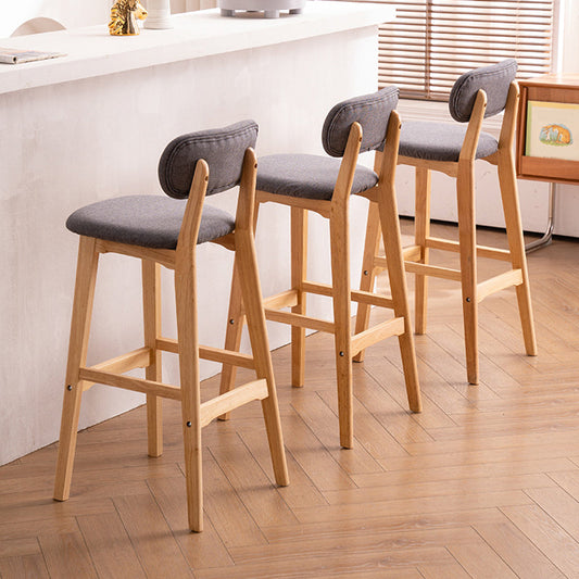 Modern Armless Backrest Counter Stool Wood Kitchen Bar Stool with Cushion and Pedal Clearhalo 'Bar Furniture' 'Bar Stools' 'bar_stools' 'furn' 'furn_bar_stools' 'furniture_bar_stools' 'Kitchen & Dining Furniture' 'kitchen&dining_furn' 'kitchen' 'kitchen_furn' Furniture' 4536390