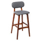 Modern Armless Backrest Counter Stool Wood Kitchen Bar Stool with Cushion and Pedal Smoke Gray Brown 1 Piece Clearhalo 'Bar Furniture' 'Bar Stools' 'bar_stools' 'furn' 'furn_bar_stools' 'furniture_bar_stools' 'Kitchen & Dining Furniture' 'kitchen&dining_furn' 'kitchen' 'kitchen_furn' Furniture' 4536391